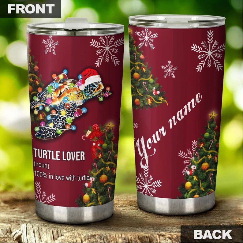 Turtle Christmas Lights Turtle Lover Definition Personalized Tumbler-Turtle Present-Unique Tumbler-Birthday Christmas Gift For Turtle Lover