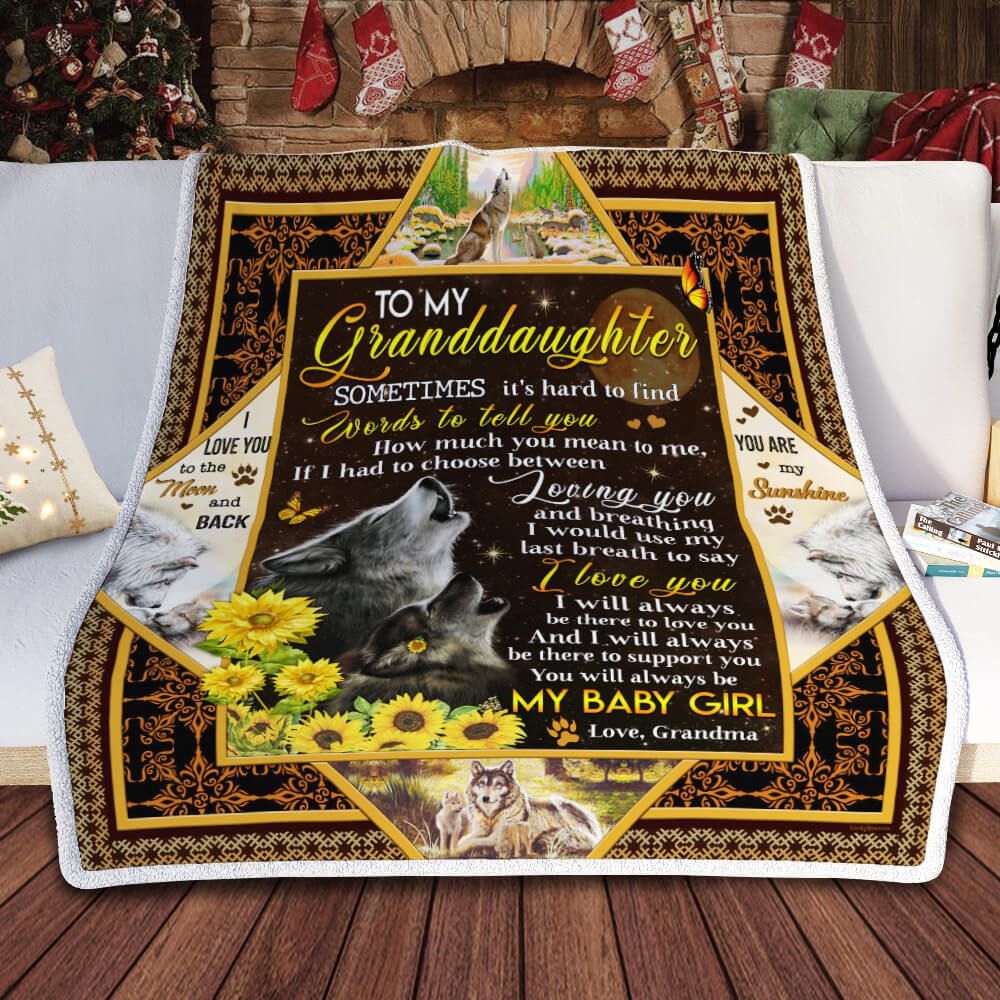 To My Granddaughter, Wolf, Love Grandma Sofa Throw Blanket