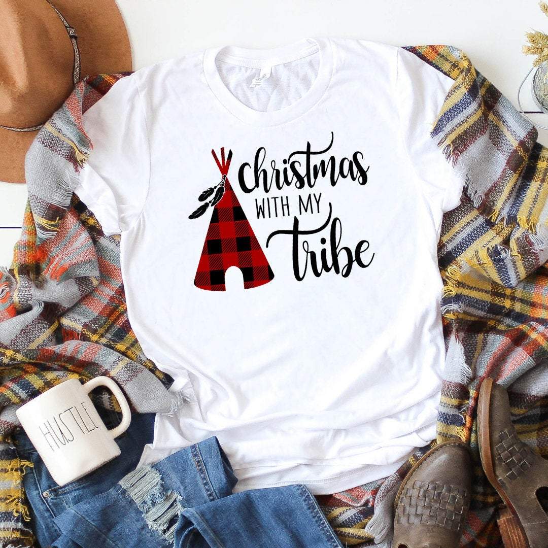 Christmas With My Tribe Shirt , Christmas T-Shirt, Matching Family Christmas Shirts, Christmas Tshirt, Christmas Gift, Family Christmas T-Shirt Hoodie All Color Size S-5Xl Gift Xmas 2024