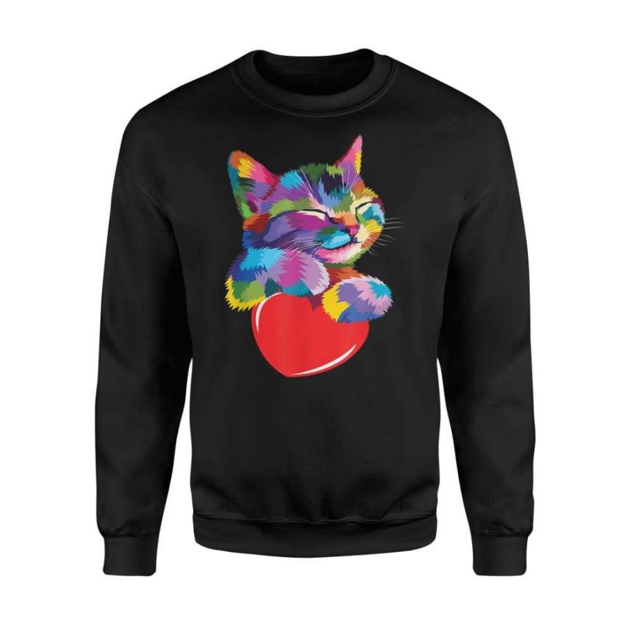 Cat Shirt for kitten lovers Colorful Cute Kitty Adoption – Standard Fleece Sweatshirt