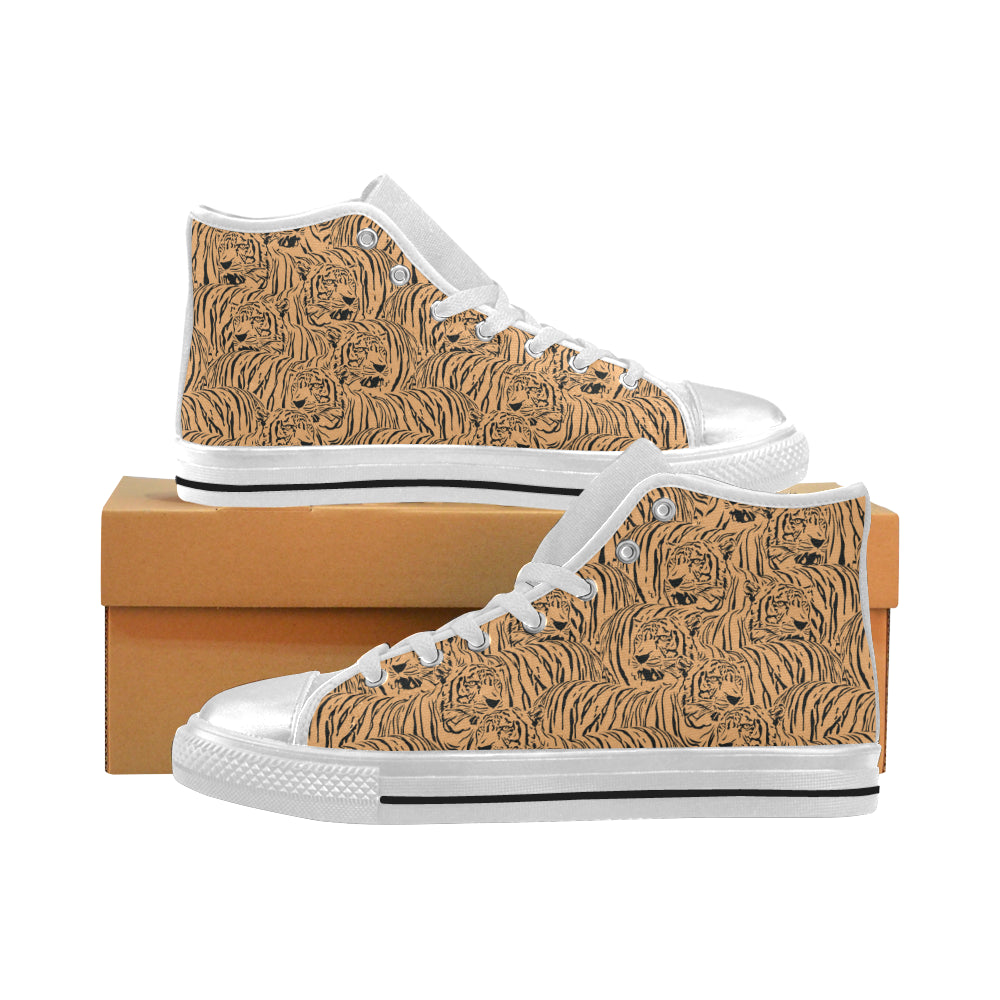 Bengal Tigers Pattern Women’S High Top Canvas Shoes White Gift For Men Women