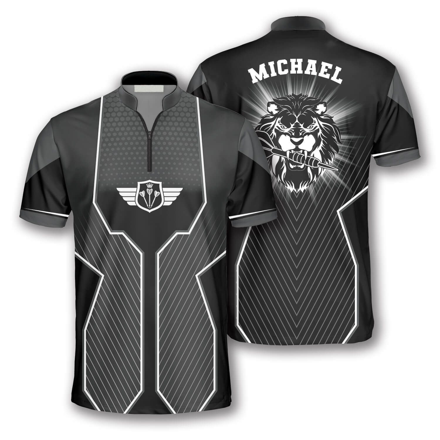 Black Lion Head Custom Darts Jerseys For Men, 3D All Over Print Top Dart Shirt