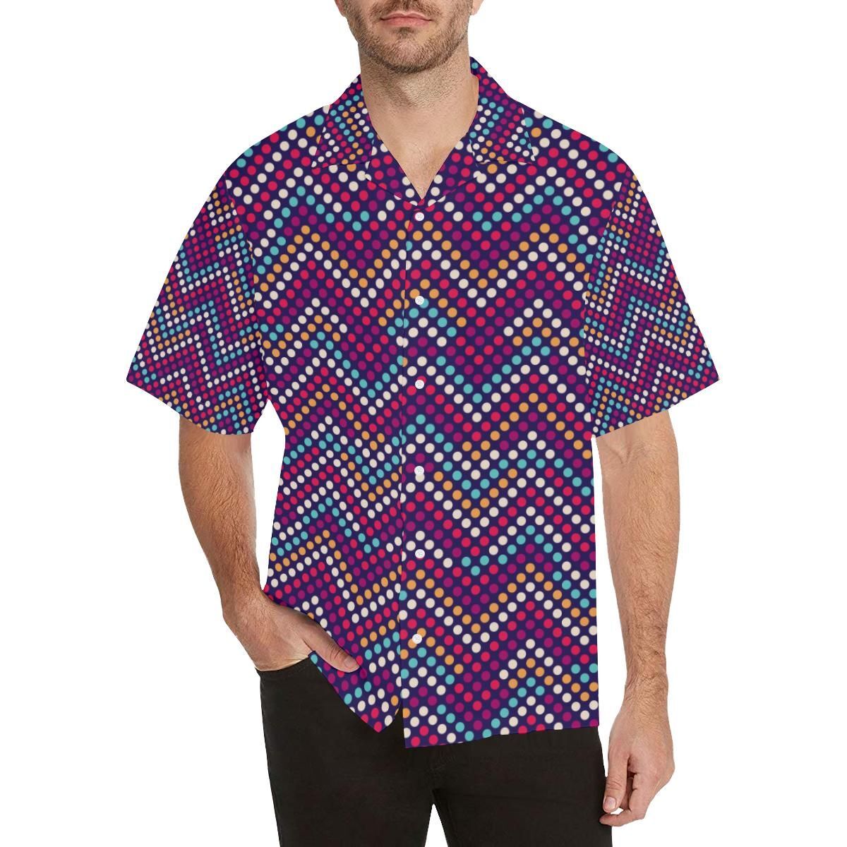 Zigzag Chevron Pokka Dot Aboriginal Pattern Men’S All Over Print Hawaiian Shirt