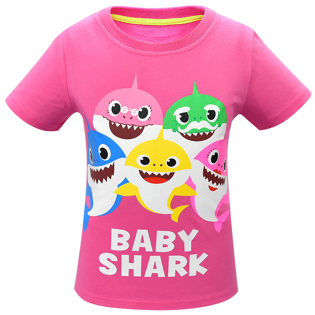 2022 Cartoon Shark New Round Neck Short-sleeved Baby T-shirt Boys and Girls Short-sleeved Children Clothing Kids Clothes alx