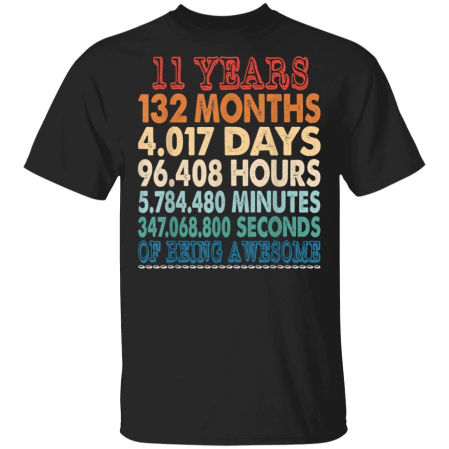 11 Years Old 11th Bday Gifts Vintage Retro TShirt 132 Months father’s day t shirts