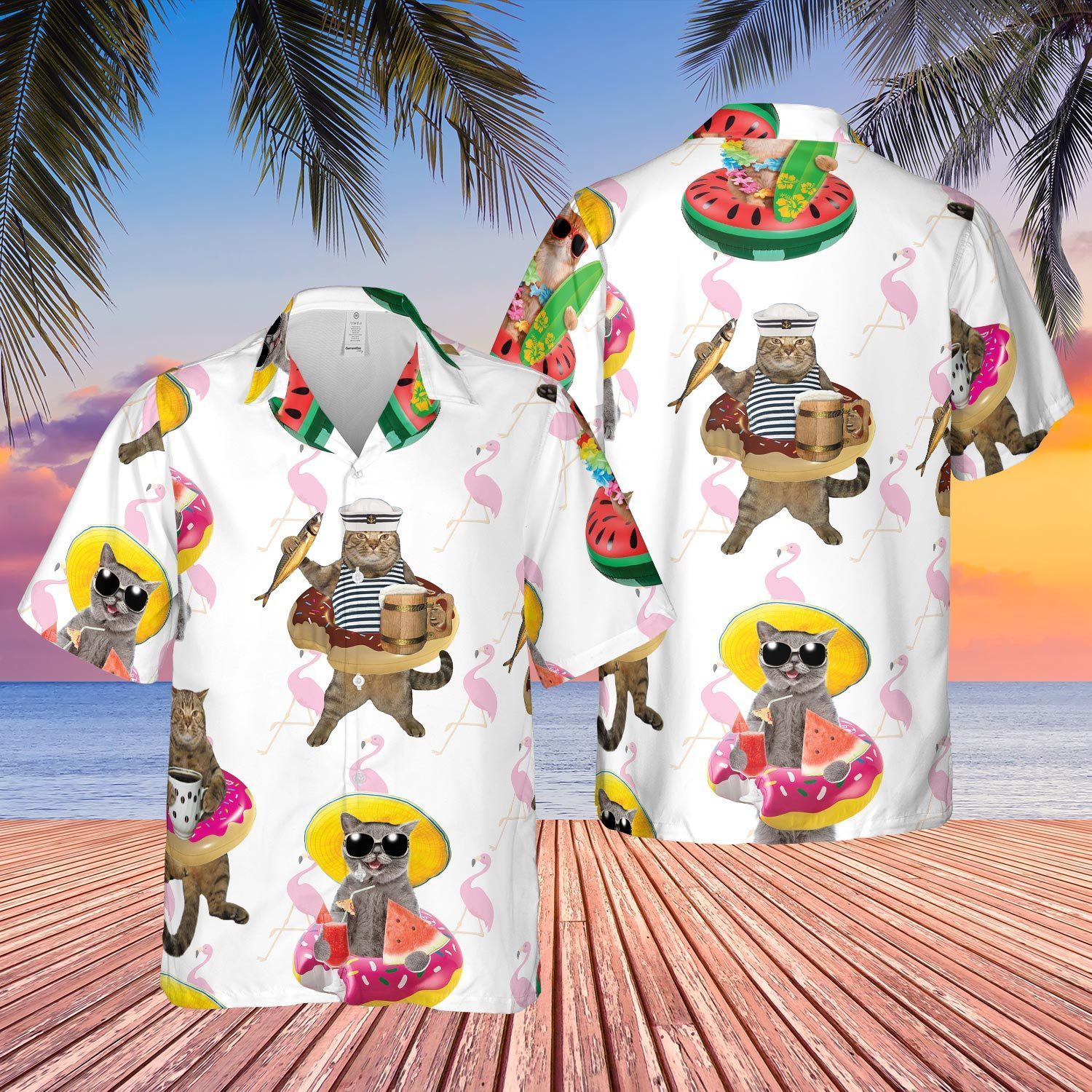 Cat Tropical Beach Hawaii Shirt Ha50523