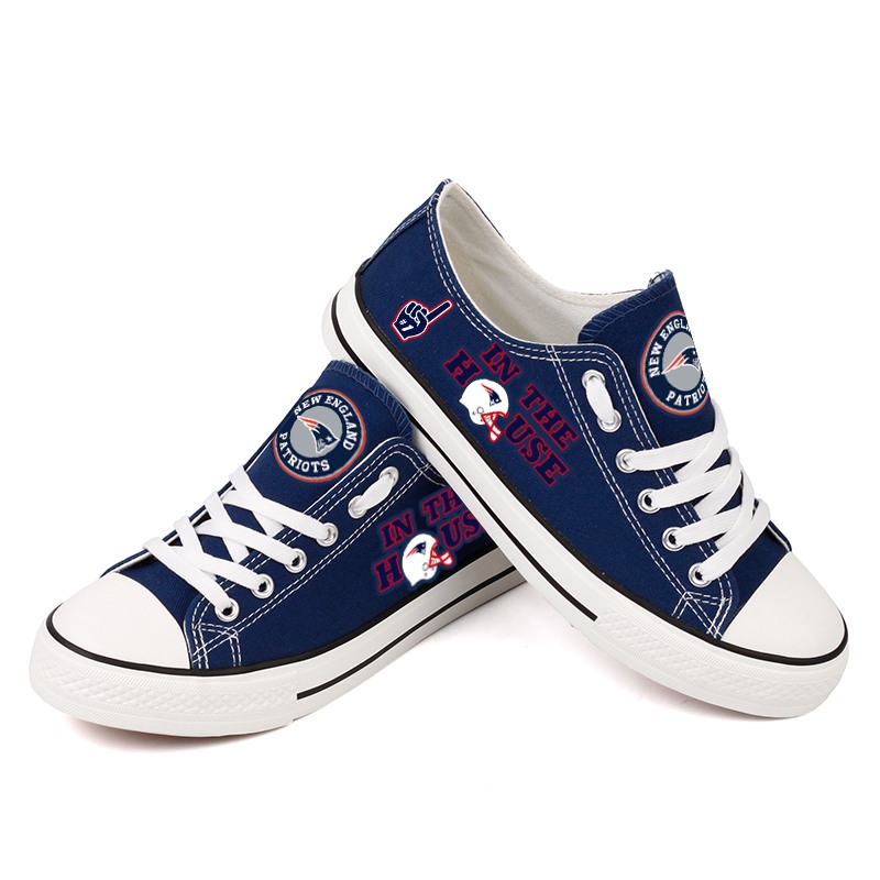 New England Patriots Canvas Shoes Blue Sneakers Style #1