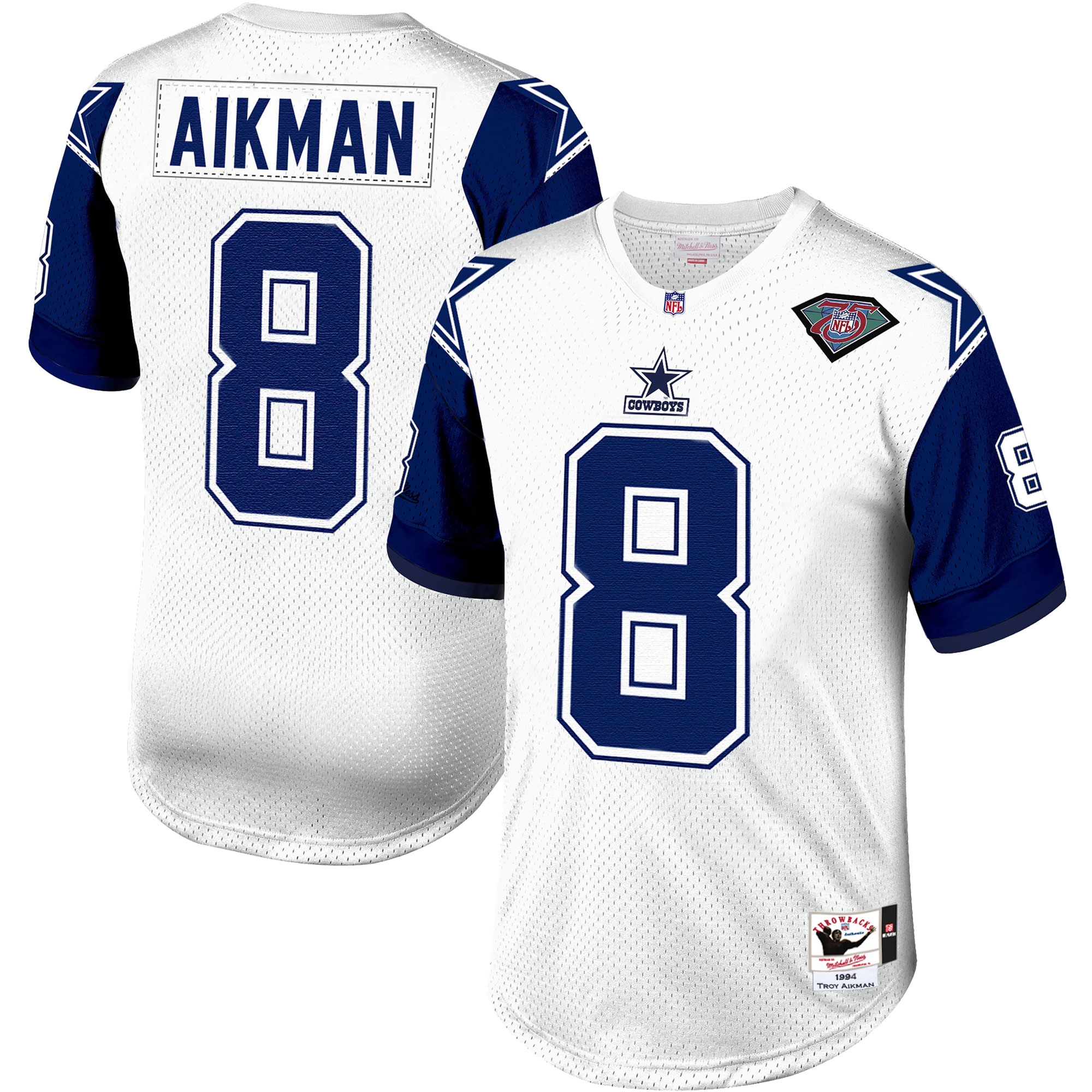 Troy Aikman Dallas Cowboys 1994 Mitchell & Ness Authentic Throwback Retired Player Jersey – White