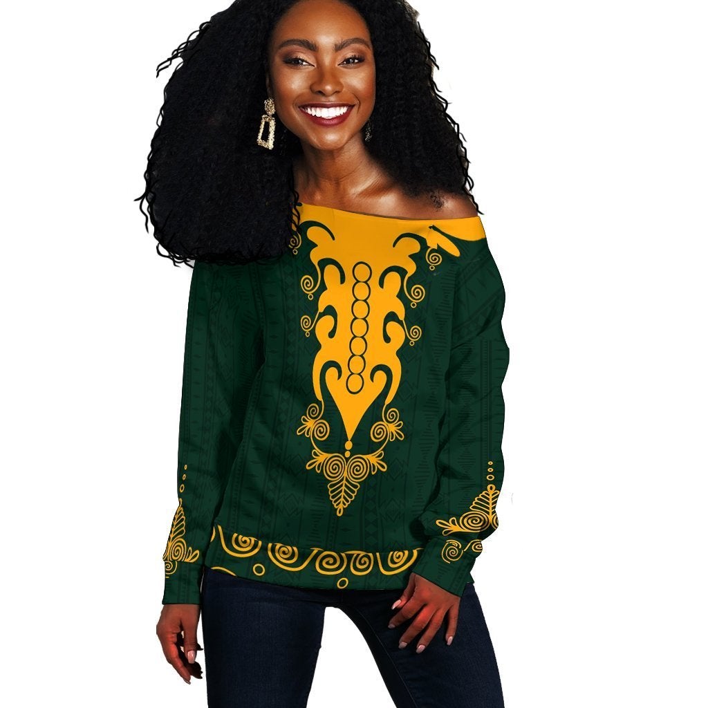 Wonder Print Shop Sweater – South Africa Dashiki Off Shoulder