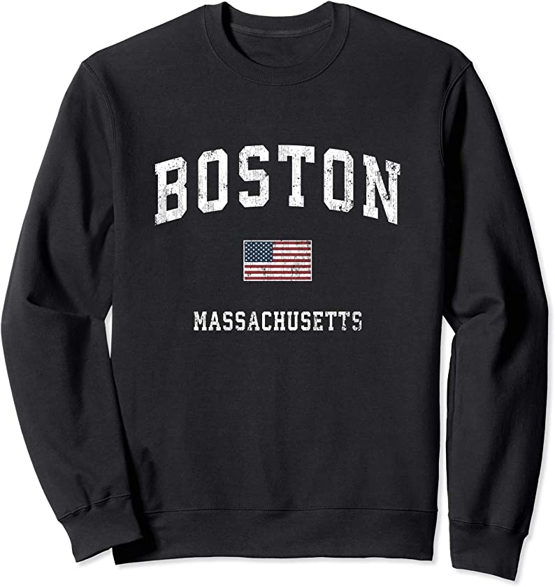 Boston Massachusetts MA Vintage American Flag Sports Design Sweatshirt