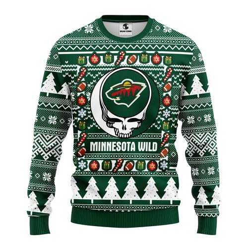 Minnesota Wild Grateful Dead Christmas Gift For Fan Ugly Wool Sweater Christmas