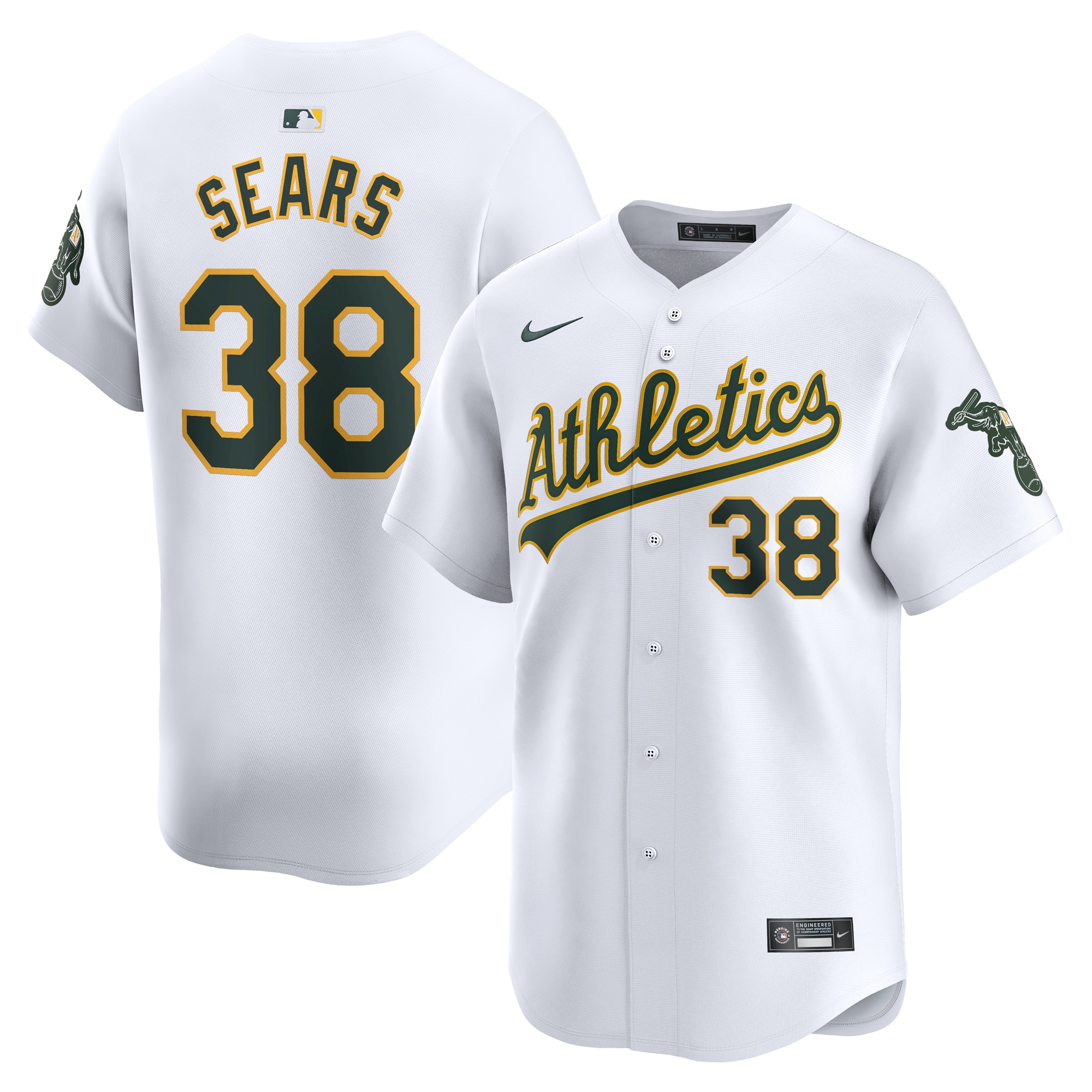 JP Sears Oakland Athletics Home Limited Player Jersey – White