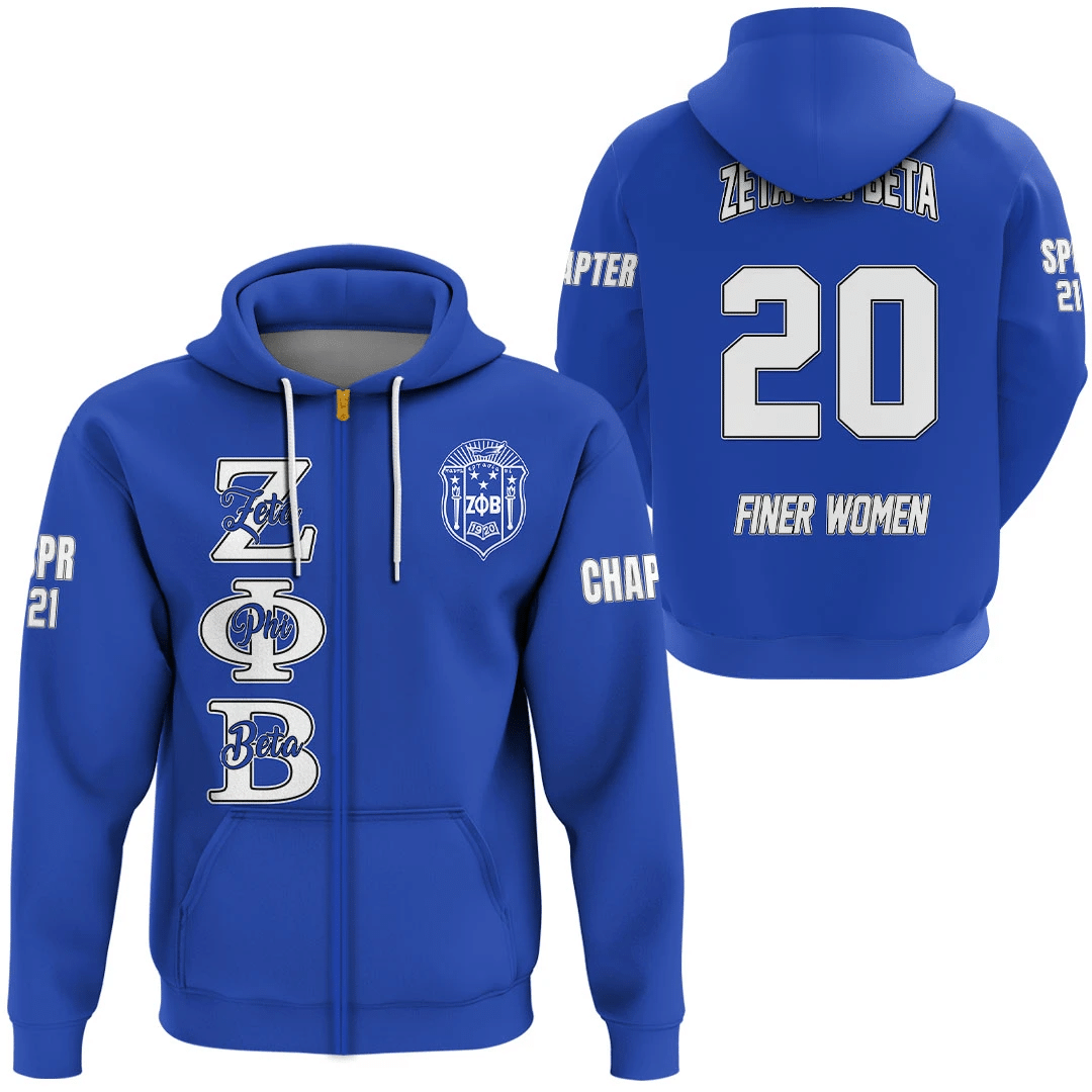 Sorority Hoodie – Personalized Zeta Phi Beta Blue Zip Hoodie