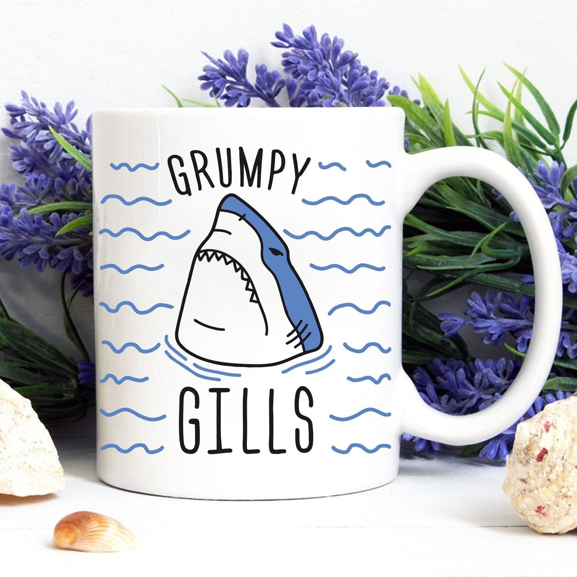 Shark Grumpy Gills Pattern Printed Mug