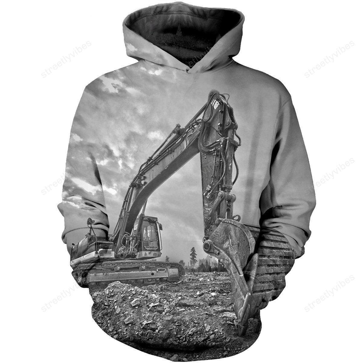 Black Boy Excavator Heavy Equipment Operator  3D Sweatshirts