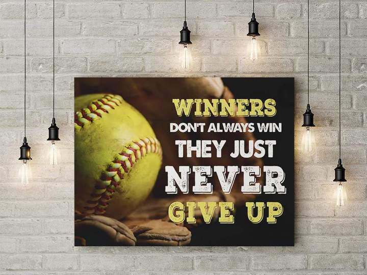 They Just Never Give Up Softball Canvas Wall Art