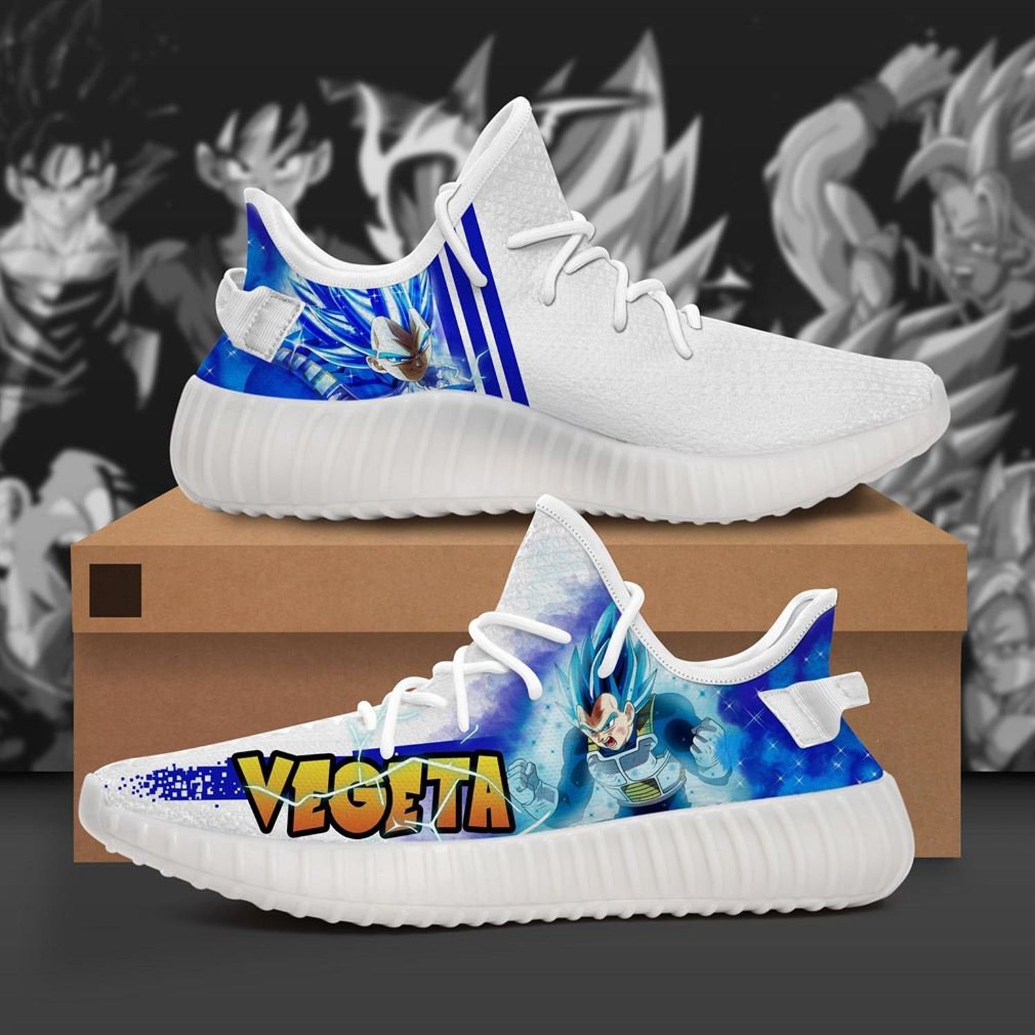 Super Vegeta Yeezy Boost 350 Shoes Birthday Gift Idea For Him Son Boyfriend Father’S Day Shoes Yeezy Sneakers