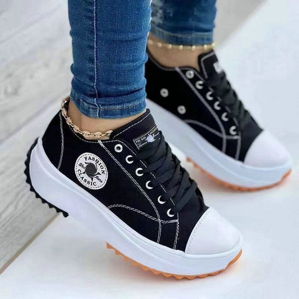 Canvas Sneakers Women Fashion Platform Low-top Women Single Shoes Thick-soled Candy Color Flats Female Canvas Shoes 2022 alx