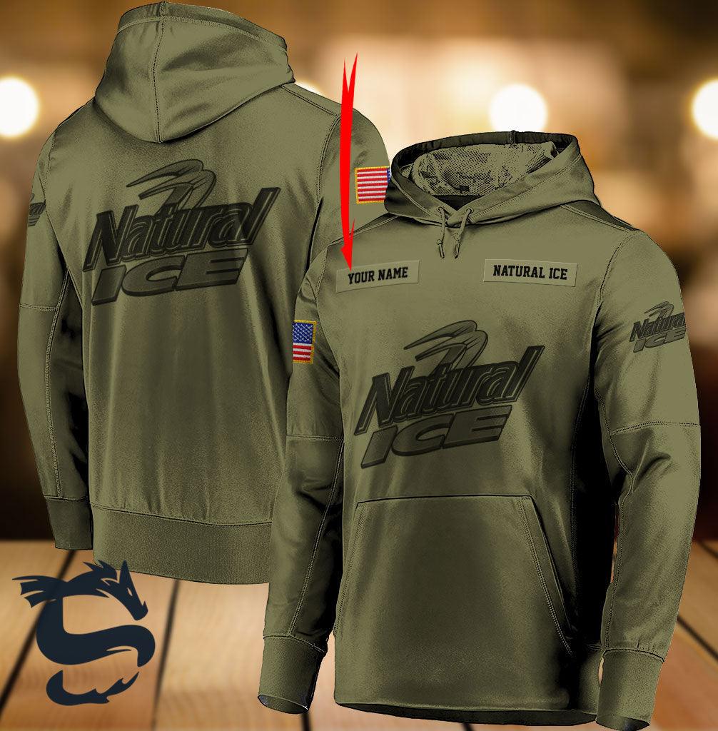 Personalized Military Green Natural Ice Hoodie & Zip Hoodie