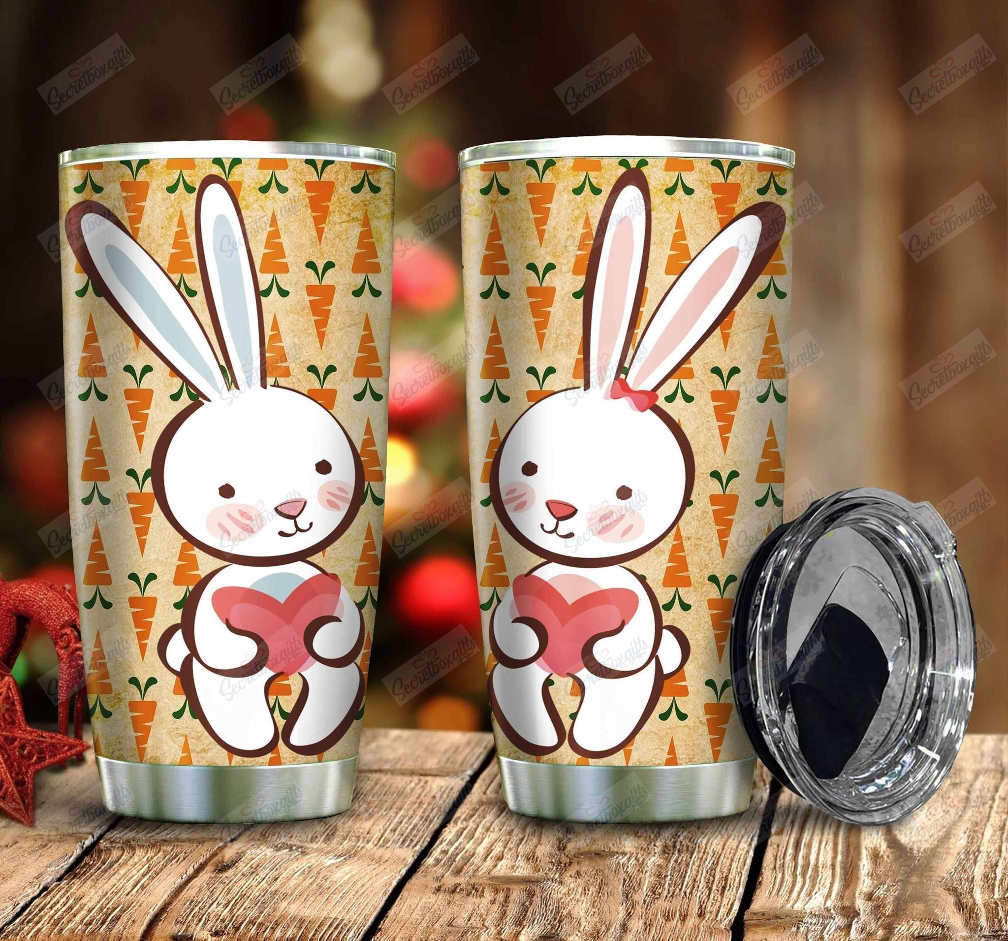 Personalized Rabbit Coffee Carrot Ld0910133Cl Stainless Steel Tumbler Travel Customize Name, Text, Number, Image