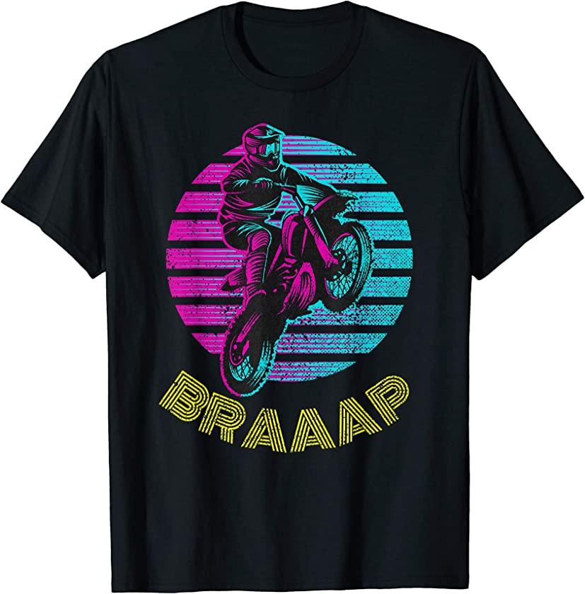 Braaap Vintage Motocross Dirt Bike Sunset T-Shirt