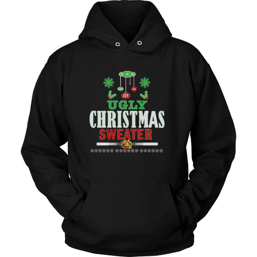 Ugly Christmas Sweater – Love, Joy, Peace Unisex Hoodie T-Shirt (12 colors)