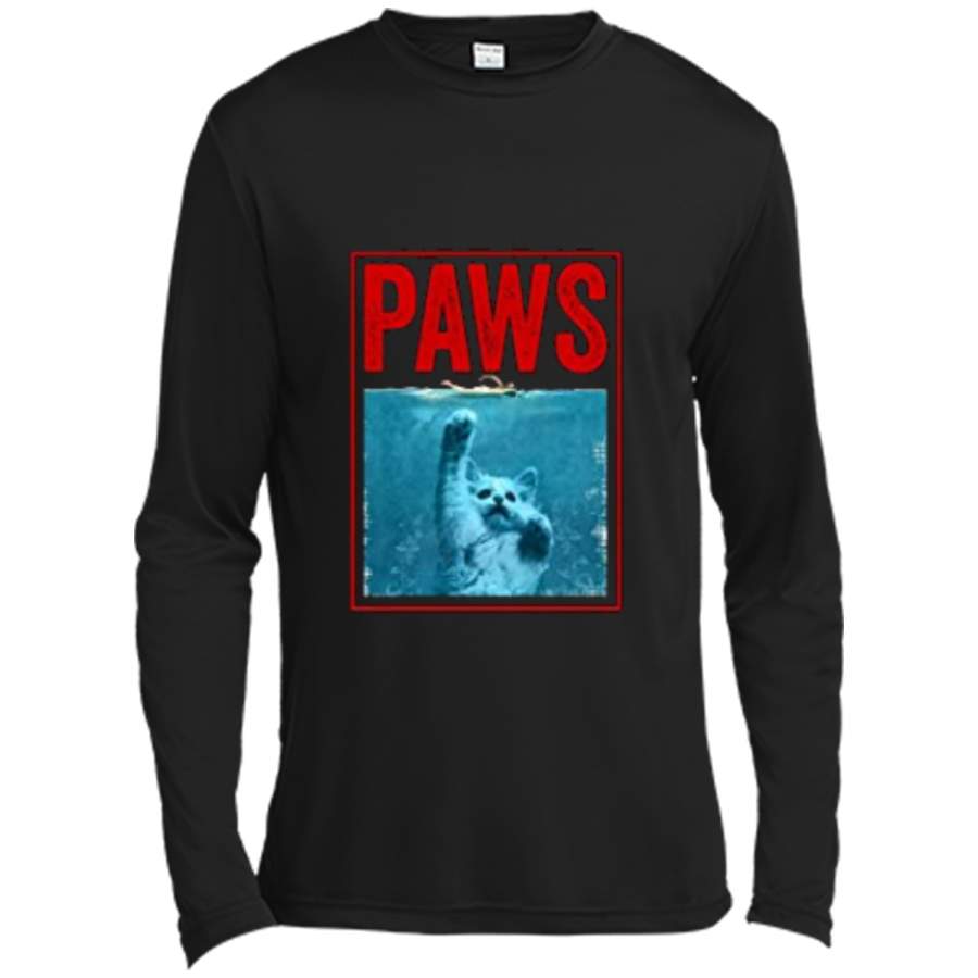 PAWS Funny Cat Kitten  For Shark And Cat Lovers Long Sleeve Moisture Absorbing Shirt