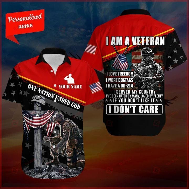 Custom Name Soldier I Am Veteran One Nation Under God Unisex Hawaii Shirts Kv Ha5962