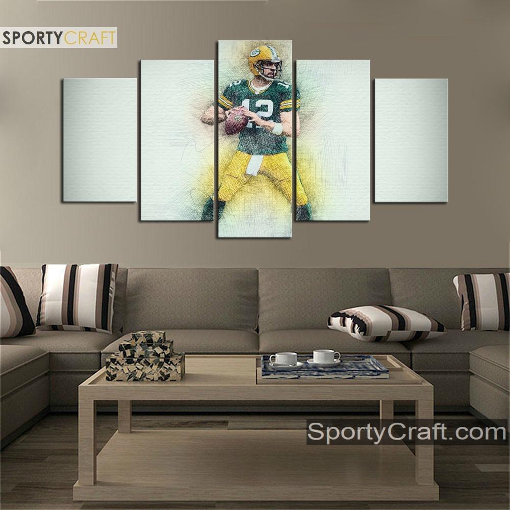 Aaron Rodgers Green Bay Packers Sketch Canvas