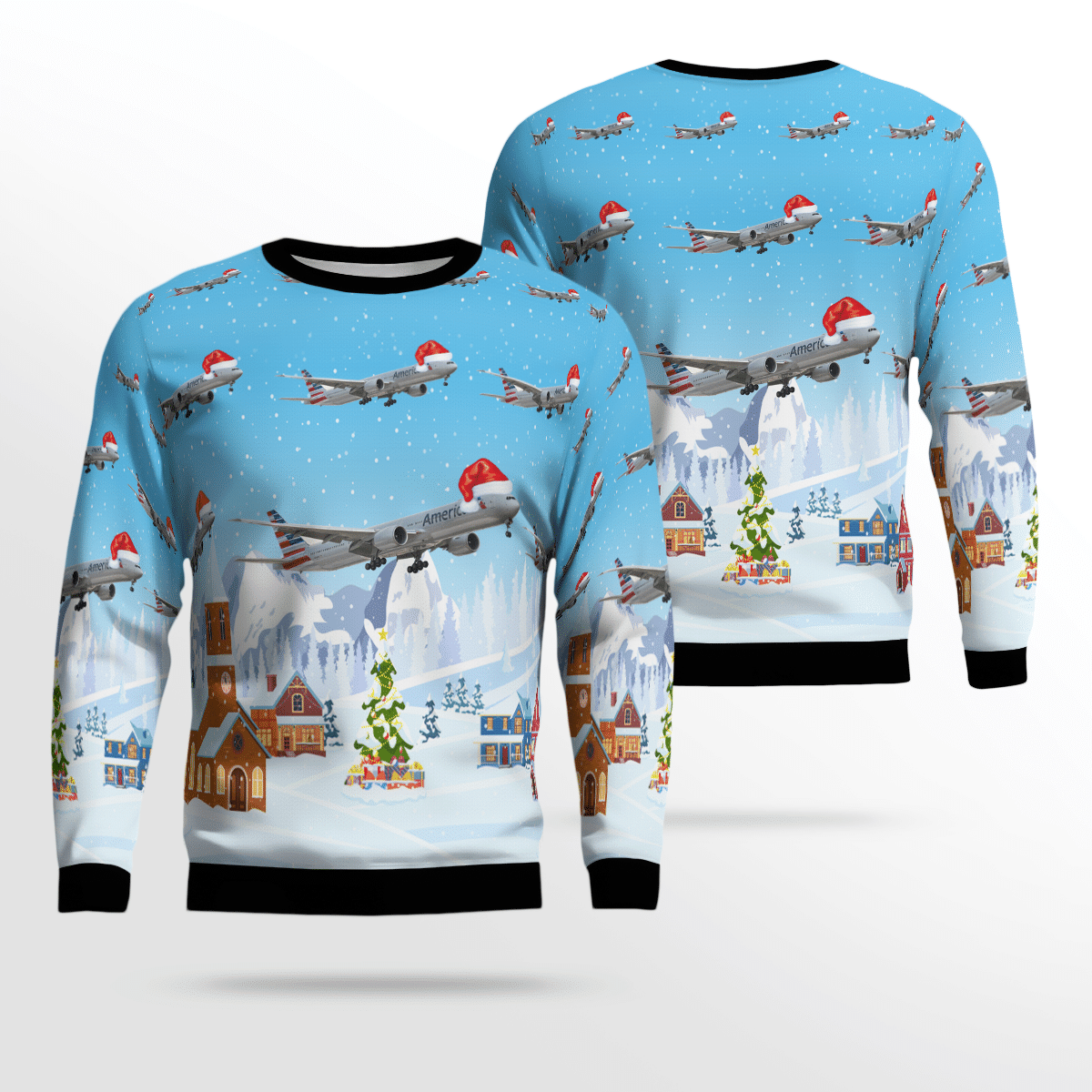 American Airlines Boeing 777-300Er Ugly Christmas Sweater, All Over Print Sweatshirt