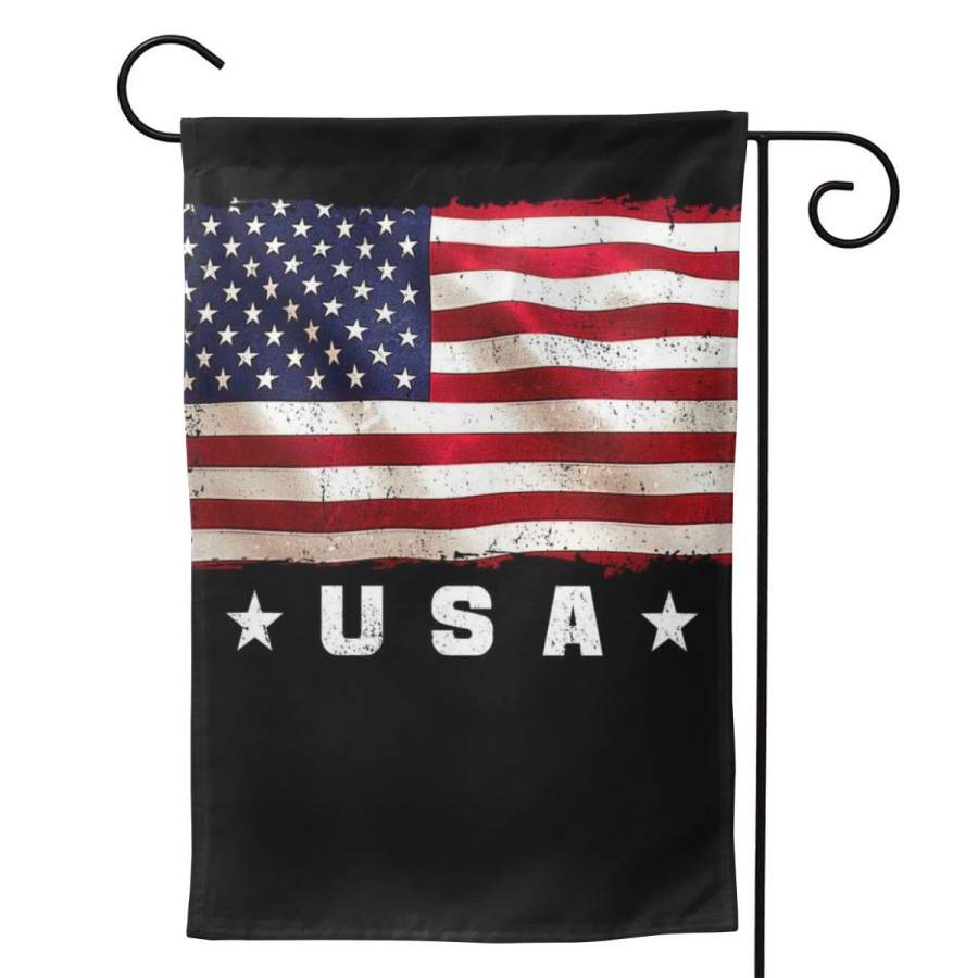 2 Pcs Garden Flag Vintage Worn USA Flag Horizontal Poster 12.5″x18″ -Mothers Day, Birthday Gifts for Mom, Dad, Wife, Husband, Daughters, Grandma, Friends