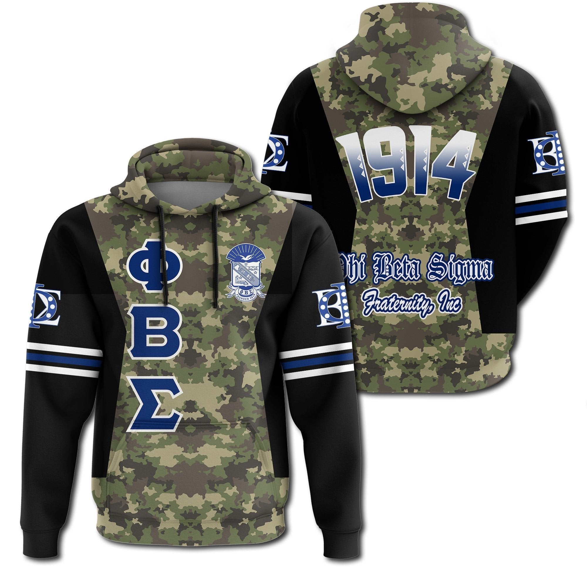 Fraternity Hoodie – Phi Beta Sigma Fraternity Camouflage Hoodie