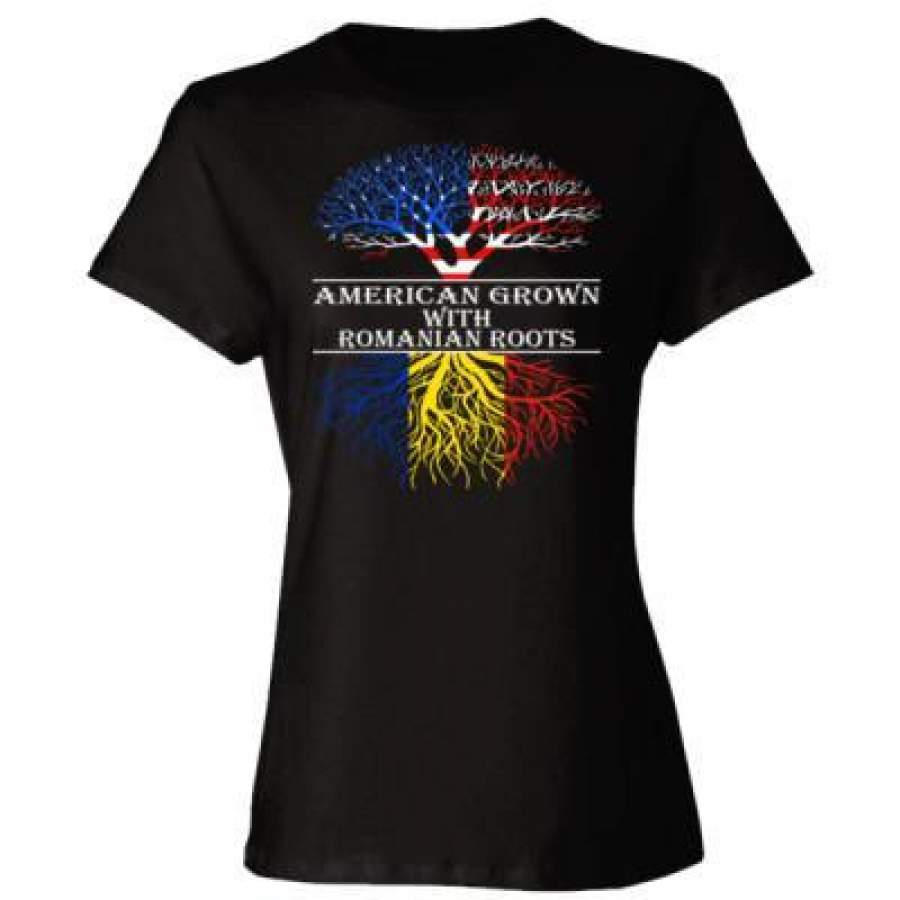 AGR American Grown With Romanian Roots – Ladies’ Cotton T-Shirt