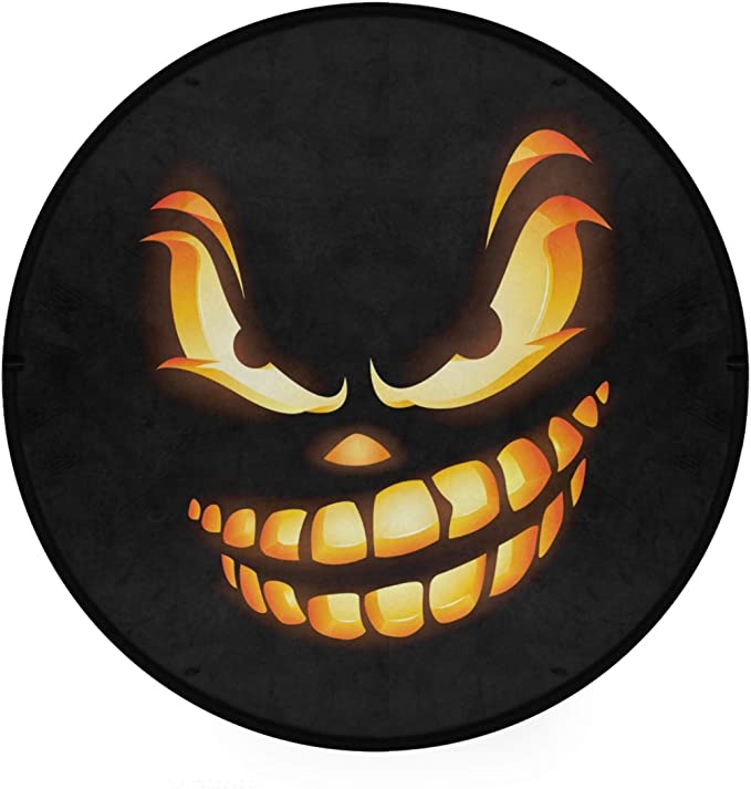 Area Rugs Floor Mat Round Darkness Horror Halloween Pumpkin Carpet Doormats Non-Slip For Living Room Home Bedroom Decorative