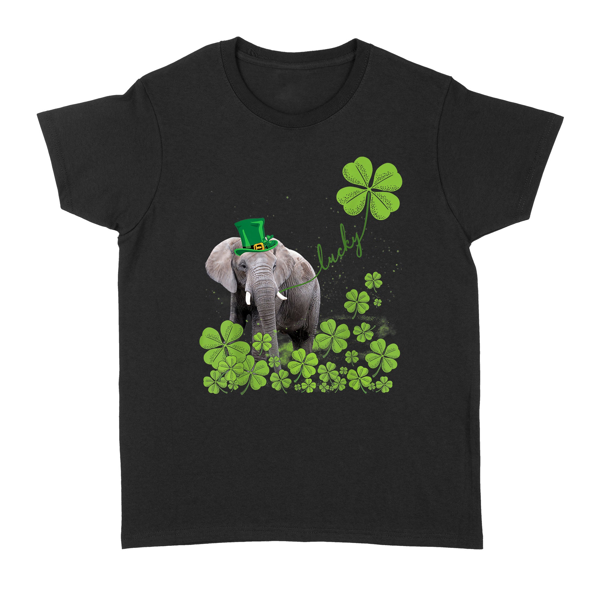 Lucky Elephant Shamrock St Patrick’s Day – Standard Women’s T-shirt