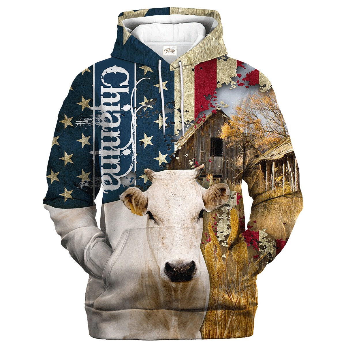 Chianina Farm With America Flag Hoodie