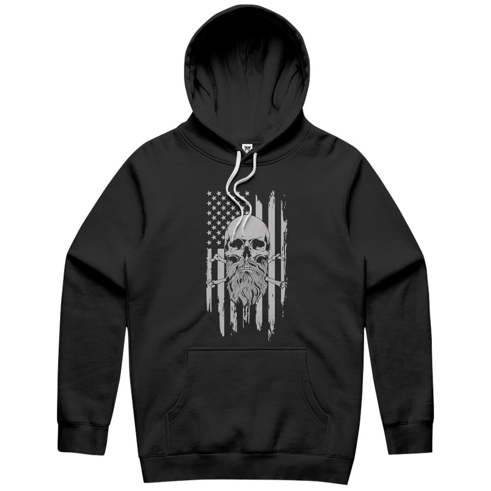 American Bearded Skull And Crossbones Flag Hoodie