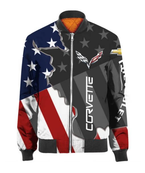 Bomber Jacket Chevrolet Corvette, Chevrolet 3D Spring Autumn, Mens Casual Jacket Qg17