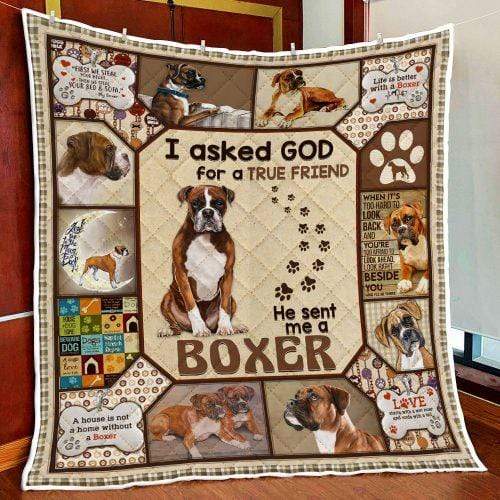 Puppy Dog God sent me a Boxer Quilt Blanket #V