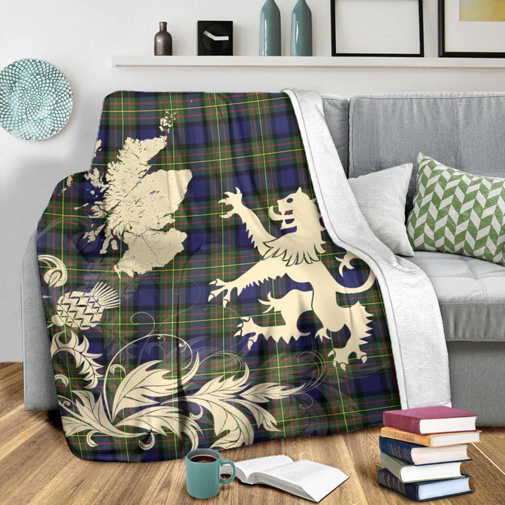 Tartan Blanket Maclaren Modern Tartan Scotland Lion Thistle Map Plaid Blanket