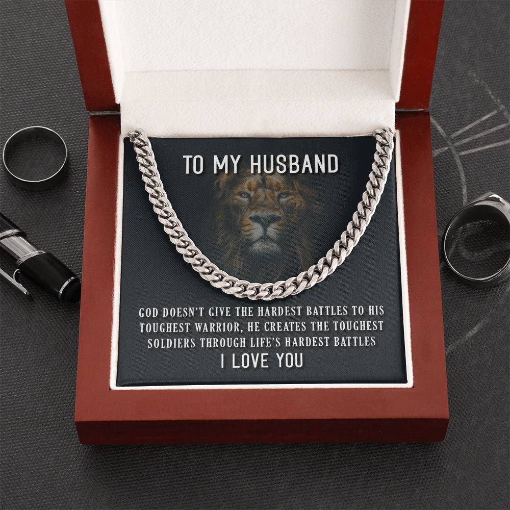 To My Husband I Love You Cuban Link Chain Necklace Gift