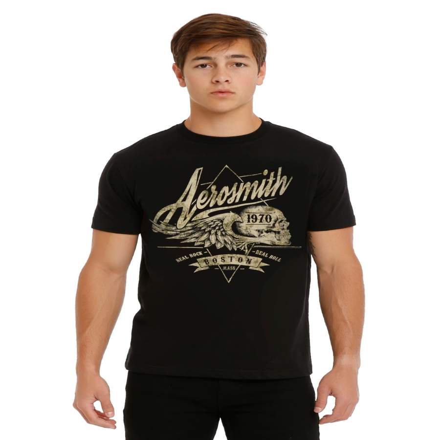 Fashion Men’s Summer T-shirt AEROSMITH WINGED SKULL T-SHIRT Men’s Cotton T-Shirt Casual T-shirt
