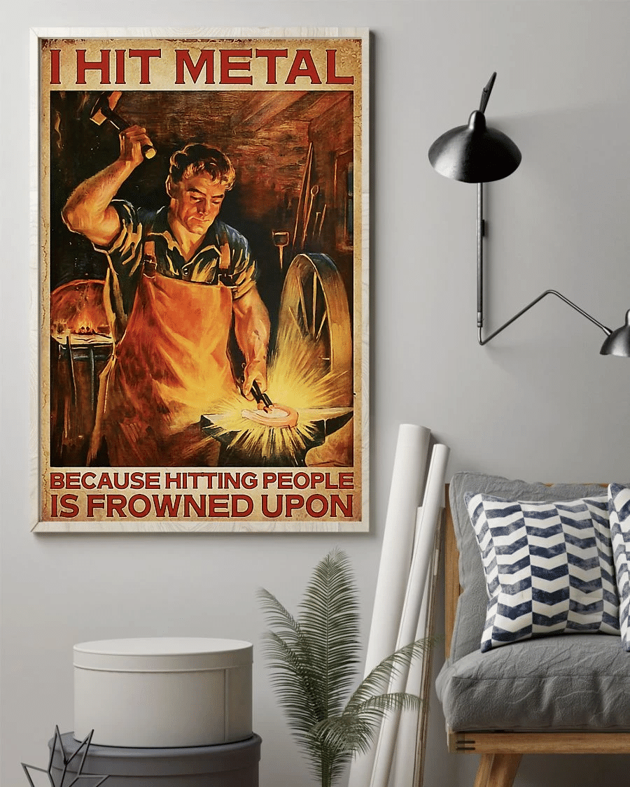 Blacksmith I Hit Mental Poster Canvas – Alchemist Vintage Home Decor Wall Art Evg80744