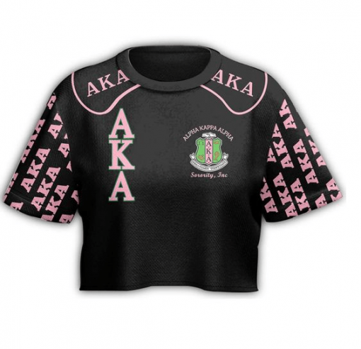 Alpha Kappa Alpha Sorority Inc Aka Letter Black Crop Top T Shirt