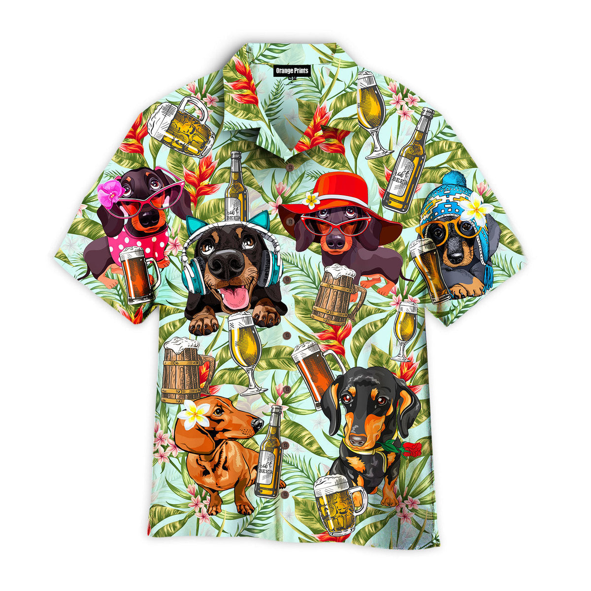 Dogs Dachsund Drinking Beer Aloha Hawaii Shirts For Men Women Ha84912