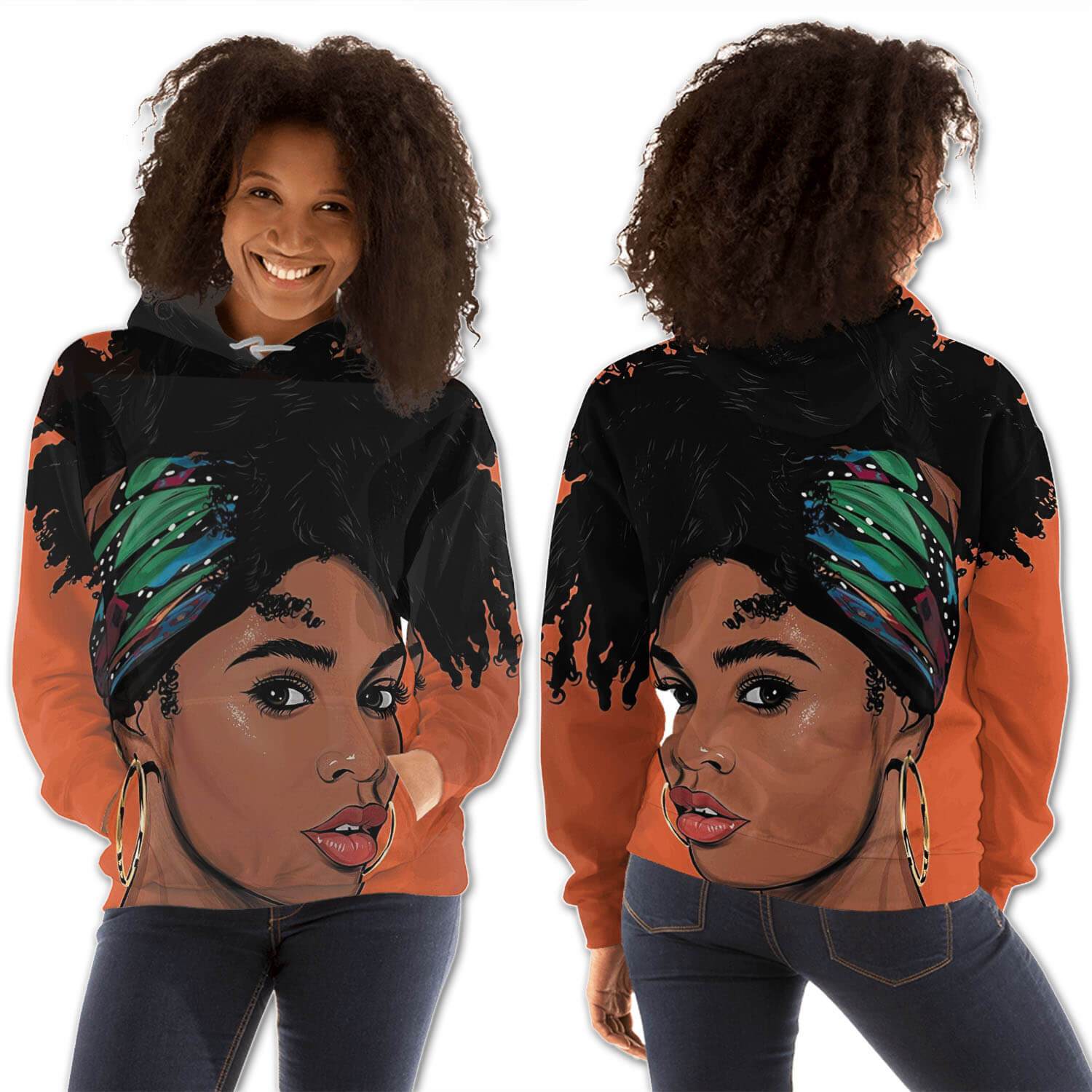 African American Hoodies Pretty African American Girl All Over Print Womens Hooded Sweatshirt African Print Styles BPS53336