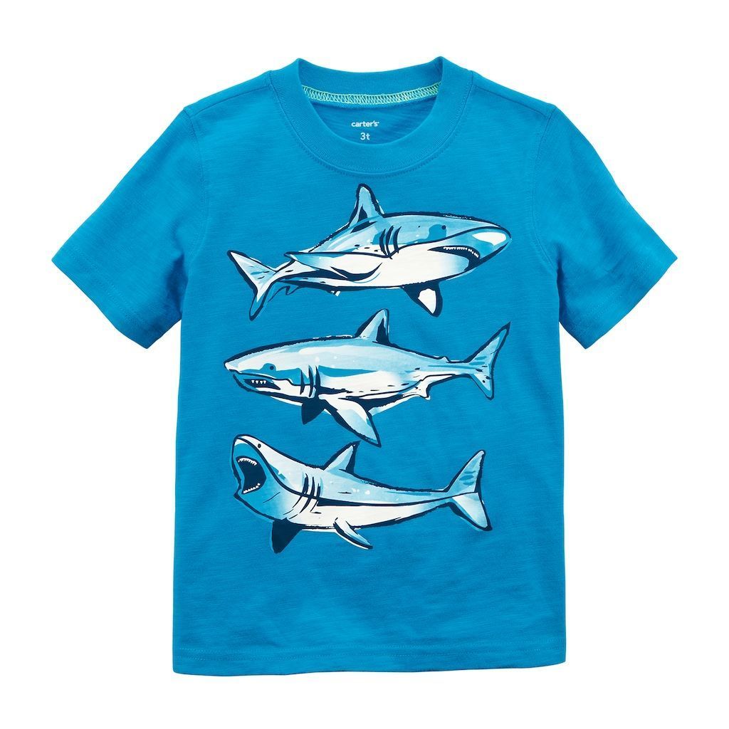 Baby Boy Carter S Trio Of Sharks Graphic Tee 12 Months Turquoise Blue Turq Aqua Shirt