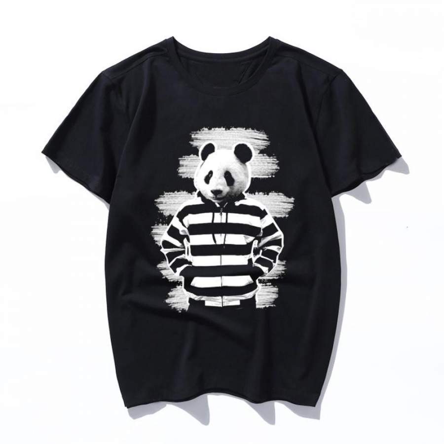 cool panda New kawaii t shirt women men fashion Harajuku Short Sleeve t-shirt Black Suitable all seasons Tshirt Tops