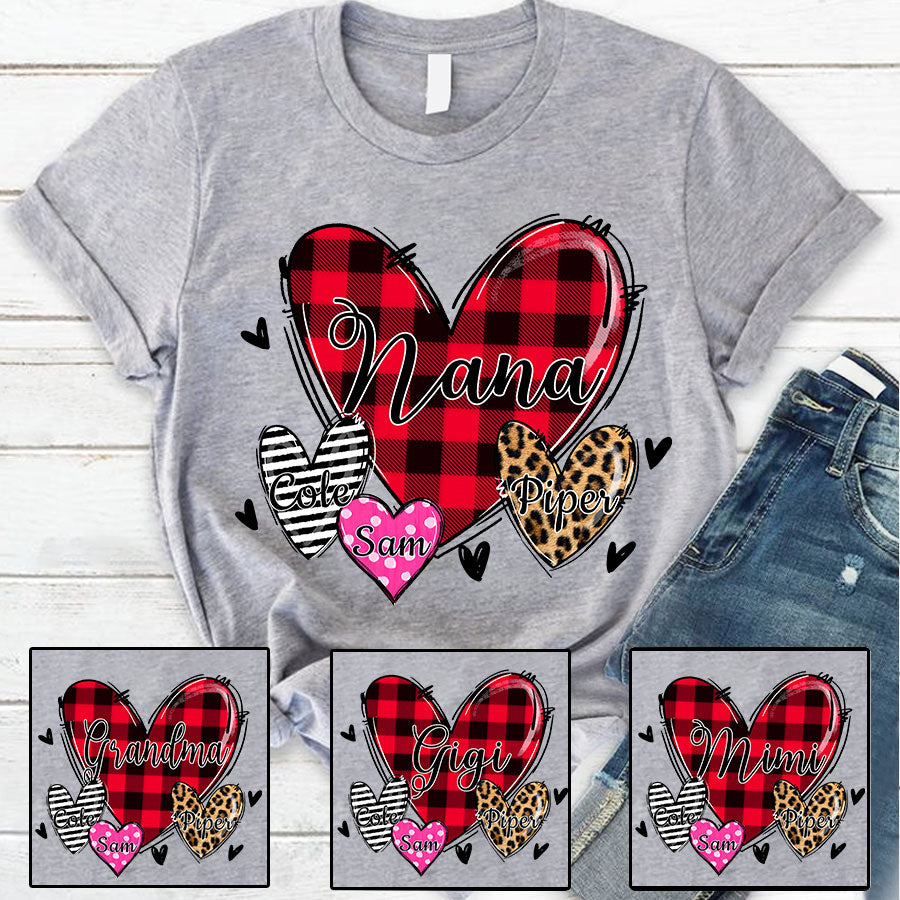 Nana Hearts With Grandkids Leopard T-Shirt