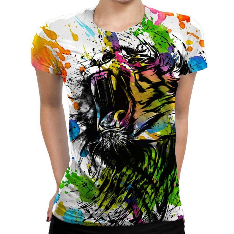 Watercolor Tiger Womens T-Shirt